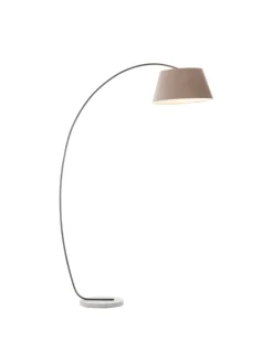 Brok Bogenlampe, 2 m, Taupe/Grau, E27, schwenkbar, Fußschalter, modern