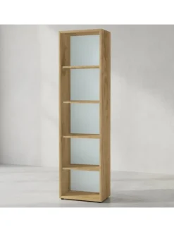 Büro-Set 2 Schränke & Regal, 240cm breit, Glasfront in Chalet-Eiche-Nb.-Weiß