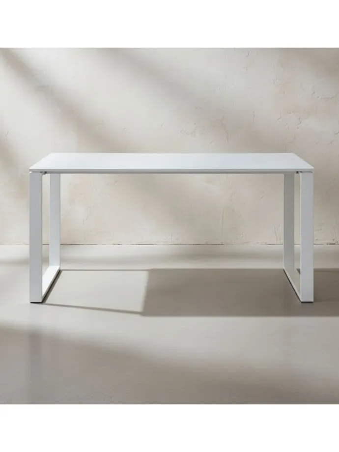 Büro-Set Schreibtisch Schrank Container Glasfront Modern in Weiß