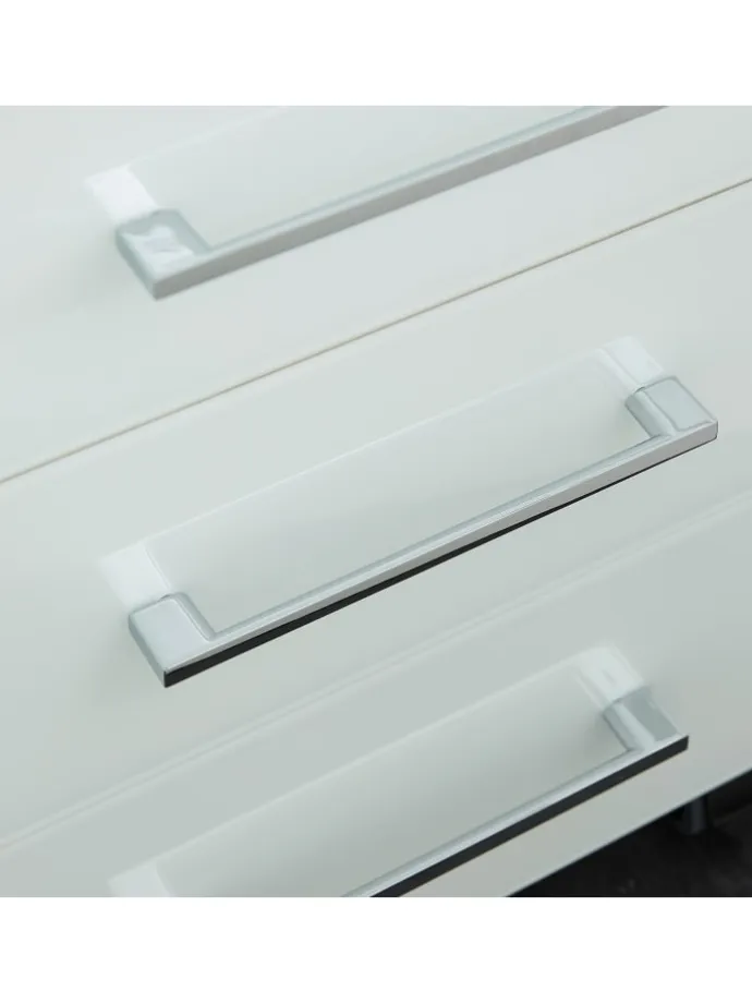 Büro-Set Schreibtisch Schrank Container Glasfront Modern in Weiß