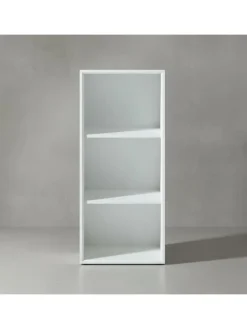 Büro-Set 2-tlg 120cm hoch Kommode x Regal, Glas Front in Weiß