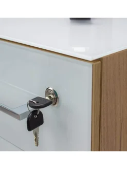 Büro-Set 8-tlg, Glas Abschließbar Modern Büromöbel in Chalet-Eiche-Nb.-Weiß