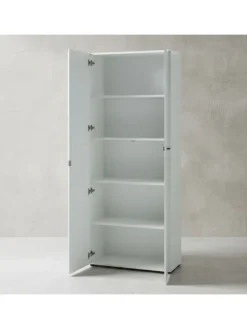 Büro-Set 8-tlg, Glas Abschließbar Modern Büromöbel in Weiß