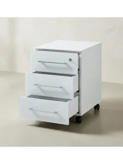 Büro-Set 8-tlg, Glas Abschließbar Modern Büromöbel in Weiß