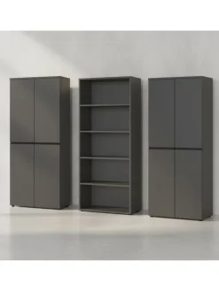 Büro-Set XL Schrankwand Soft-Close Graphit Aktenschrank Büromöbel