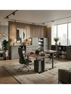 Büro-Set XL Schrankwand Soft-Close Graphit Aktenschrank Büromöbel