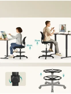 Bürostuhl in Schwarz - (B)64 x (H)117 x (T)40 cm