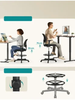 Bürostuhl in Schwarz - (B)64 x (H)117 x (T)40 cm