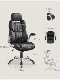 Bürostuhl in Schwarz - (B)70 x (H)137 cm
