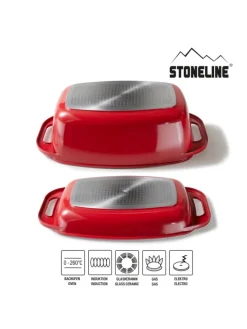 Bräter Schmortopf 43x26 cm | mit Deckel in Rot