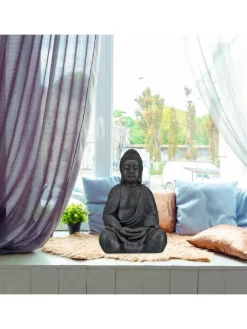 Buddha Figur in Dunkelgrau - (H)50 cm