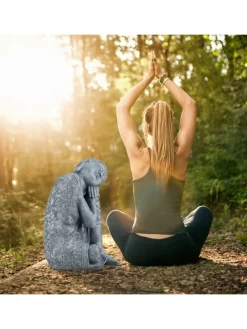 Buddha Figur in Dunkelgrau - (H)60 cm