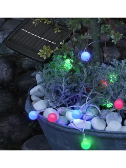 Bunte Solar-Lichterkette ,Globini', 20 kleine Leuchtkugeln, Dämmerungs
