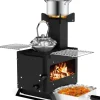 Campingofen mit Topfgestell tragbar in Schwarz