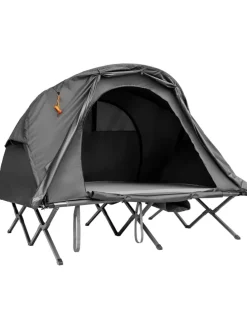 Campingzelt mit selbstaufblasender Matratze für 2 Personen in Grau