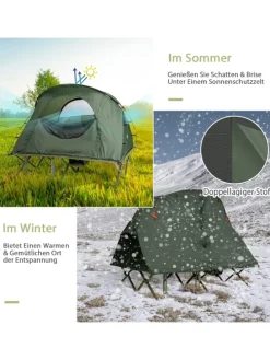 Campingzelt mit selbstaufblasender Matratze für 2 Personen in Grün