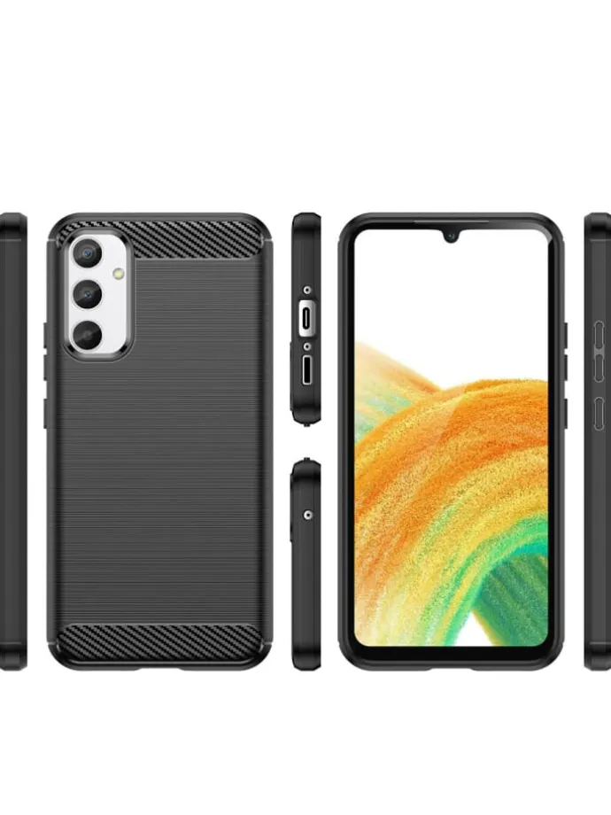 Carbon Case Hülle kompatibel mit Realme 10 Pro Schwarz in Schwarz