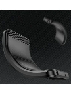 Carbon Case Hülle kompatibel mit Realme 10 Pro Schwarz in Schwarz