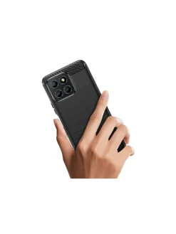 Carbon Case Hülle kompatibel mit Honor 200 schwarz in Schwarz