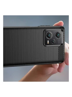 Carbon Case Hülle kompatibel mit Xiaomi Redmi Note 13 4G flexible Silikon-Carbon-Hülle schwarz in Schwarz
