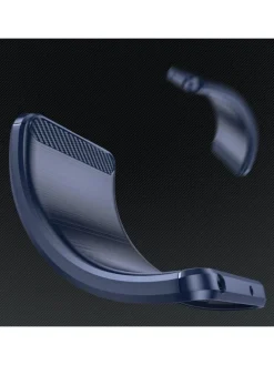 Carbon Case Silikon Handyhülle blau für iPhone 16 Plus in Schwarz