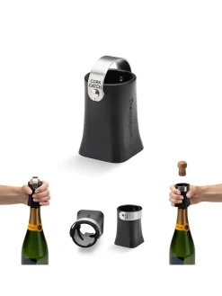 Champagneröffner ''Champop'' in Schwarz - (H)6,5 x Ø 4,5 cm