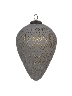 Christbaumkugel in Grau/ Gold - (H)15 x Ø 10 cm