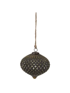 Christbaumkugel in Schwarz/ Gold - (L)13 x Ø 10 cm