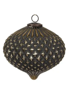 Christbaumkugel in Schwarz/ Gold - (L)13 x Ø 10 cm