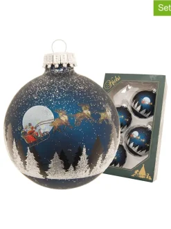 Christbaumkugeln in Dunkelblau/ Gold - 4 Stück