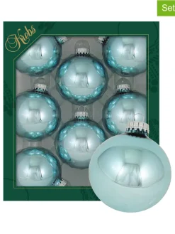 Christbaumkugeln in Hellblau - 8 Stück - Ø 7 cm