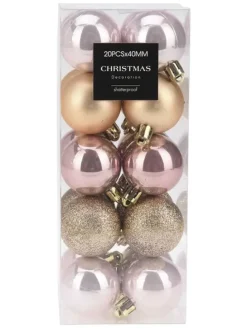 Christbaumkugeln in Rosa/ Gold - 20 Stück - Ø 4 cm
