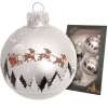 Christbaumkugeln "Santa mit Rentieren" in Silber - 4 Stück - Ø 7 cm