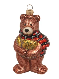 Christbaumornament "Bär mit Fisch" in Braun - (H)12 cm