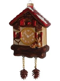 Christbaumornament "Kuckucksuhr" in Braun/ Rot - (L)9 cm