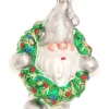 Christbaumornament "Zwerg mit Weihnachtskranz" in Silber/ Grün - (L)12 cm