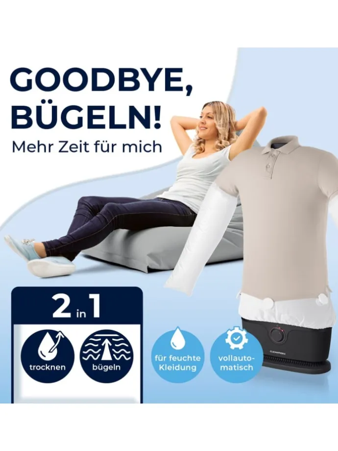 CLEANmaxx Bügler mit Timerfunktion für Hemden & Blusen - silber/schwarz
