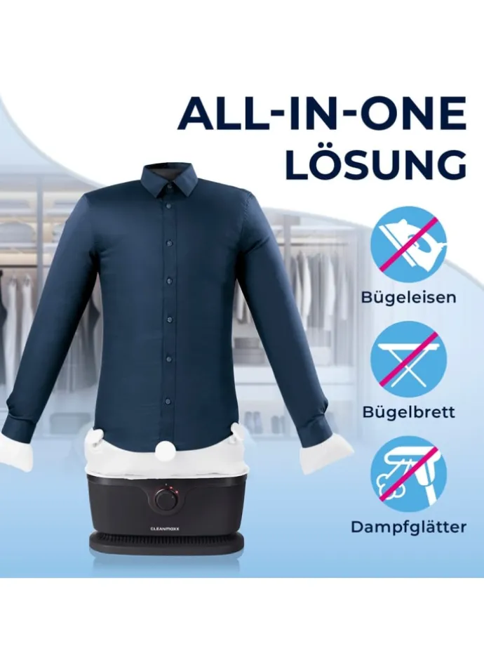CLEANmaxx Bügler mit Timerfunktion für Hemden & Blusen - silber/schwarz
