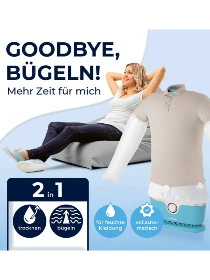 CLEANmaxx Bügler mit Timerfunktion für Hemden & Blusen - Blau