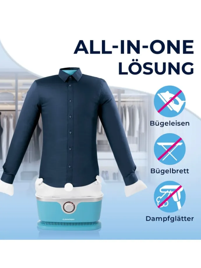 CLEANmaxx Bügler mit Timerfunktion für Hemden & Blusen - Blau
