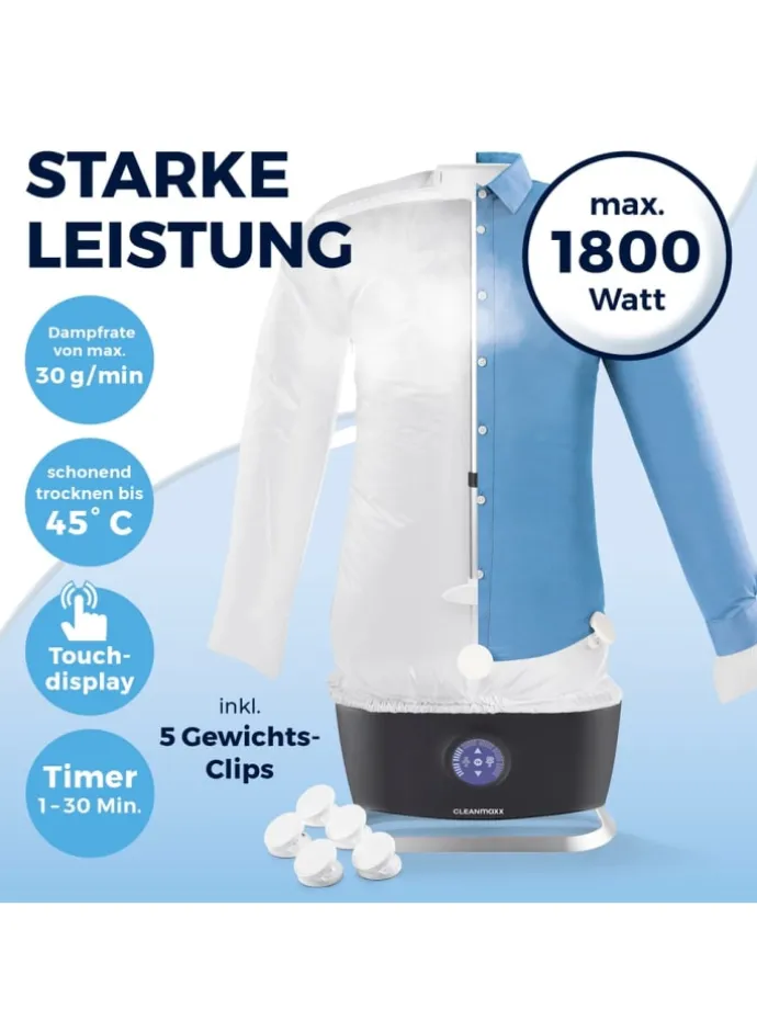 CLEANmaxx Hemdenbügler PRO STEAM - automatisch auffrischen, trocknen und bügel
