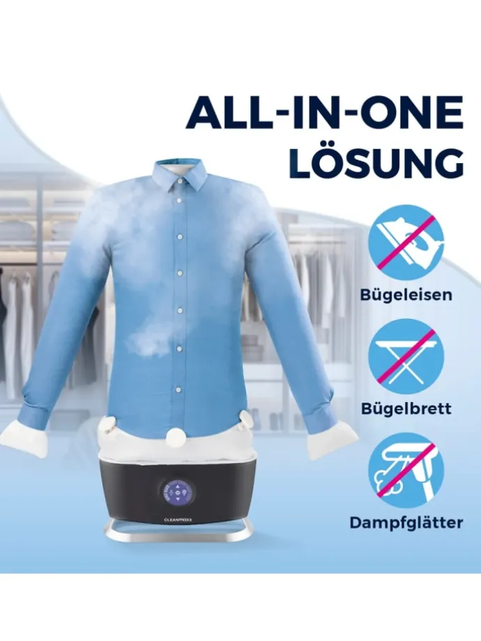 CLEANmaxx Hemdenbügler PRO STEAM - automatisch auffrischen, trocknen und bügel