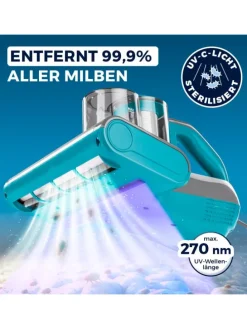 CLEANmaxx Milben-Handstaubsauger mit UV-C-Licht 450W grau/blau