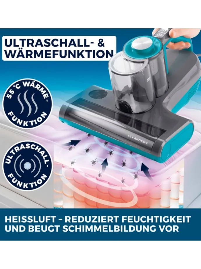 CLEANmaxx Milben-Handstaubsauger mit UV-C-Licht 450W grau/blau