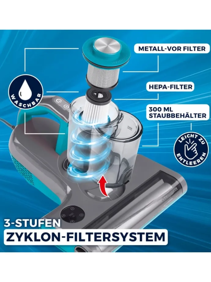 CLEANmaxx Milben-Handstaubsauger mit UV-C-Licht 450W grau/blau