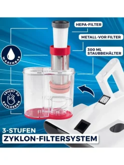 CLEANmaxx Milben-Handstaubsauger 400W weiß/rot