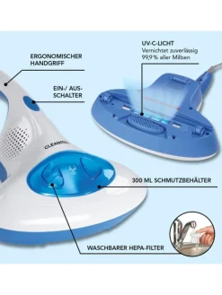 CLEANmaxx Milben-Handstaubsauger mit UV-C-Licht - blau/weiß