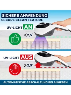 CLEANmaxx Milbensauger Vibration - entfernt 99,9 % aller Milben - mit UV-C-Licht