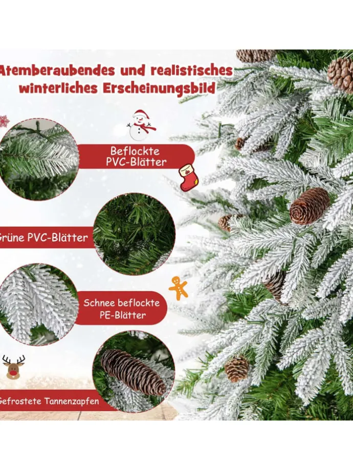 190cm Künstlich PE Weihnachtsbaum LED in Grün