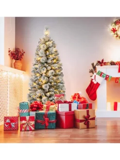 150cm Künstlich Weihnachtsbaum mit Beleuchtung in Weiß